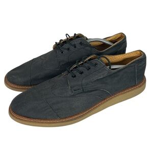 B1 Mens TOMS Brogue Gray Canvas Lace Up Oxford Shoes 14